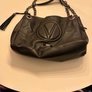 Valentino By Mario Valentino Black Chain Shoulder Bag